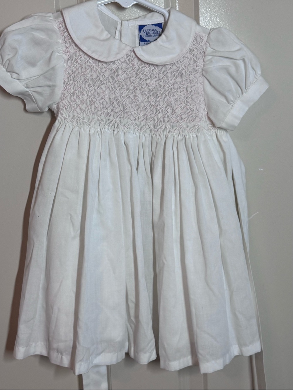 Carriage Boutique White Smocked Peter Pan Collar Dress